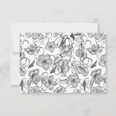Monogram Zwart-Wit Bloempatroon Bedankkaart (Achterkant)