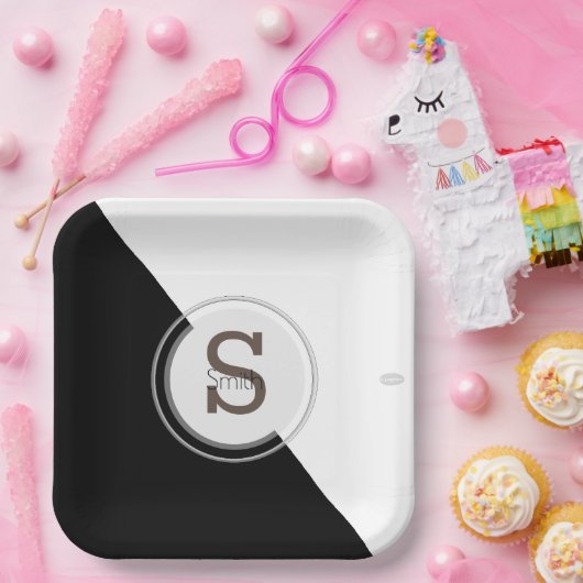 Monogram zwart-wit Bord HAMbyWG (Feest)