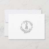 Monogram zwart-wit bruiloft RSVP Kaart (Achterkant)
