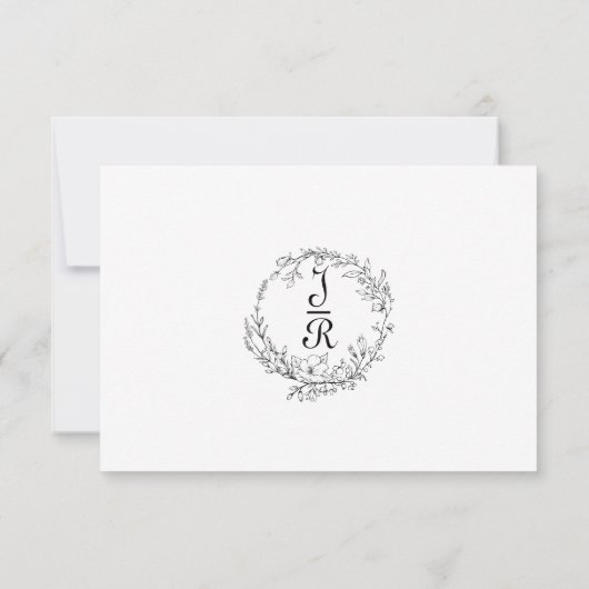 Monogram zwart-wit bruiloft RSVP Kaart (Achterkant)