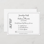 Monogram zwart-wit bruiloft RSVP Kaart (Voorkant / Achterkant)