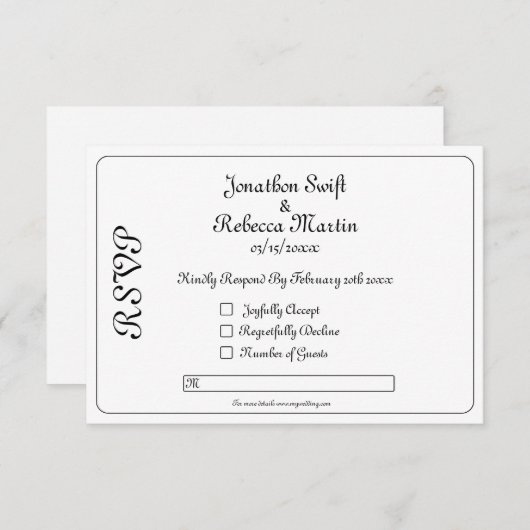 Monogram zwart-wit bruiloft RSVP Kaart (Voorkant / Achterkant)