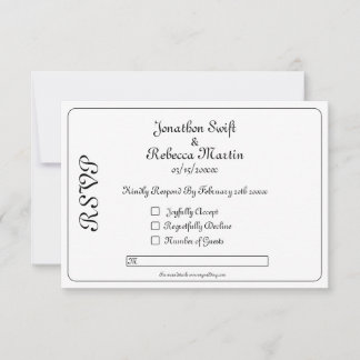 Monogram zwart-wit bruiloft RSVP Kaart