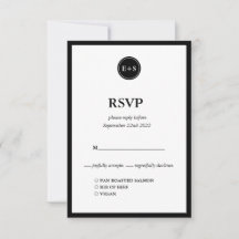 Monogram | Zwart-wit bruiloftsmenu