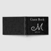 Monogram zwart-wit bruiloftsreceptie gastenboek (Volledig)