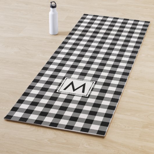 Monogram zwart-wit buffel check patroon yogamat (In situ)