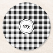 Monogram, zwart-wit buffelcontrole (6) ronde kartonnen onderzetter (Voorkant)