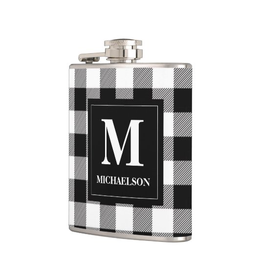 Monogram zwart-wit buffelcontrole heupfles (Links)