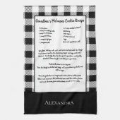 Monogram zwart wit buffelgingham plaid theedoek (Verticaal)