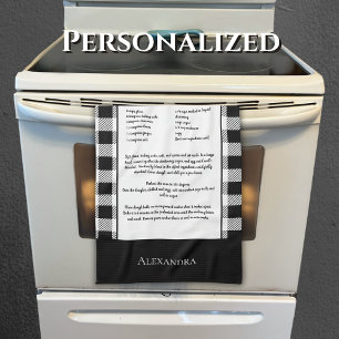 Monogram zwart wit buffelgingham plaid theedoek