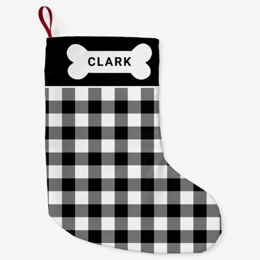 Monogram zwart-wit buffels kleine kerstsok (Voorkant)