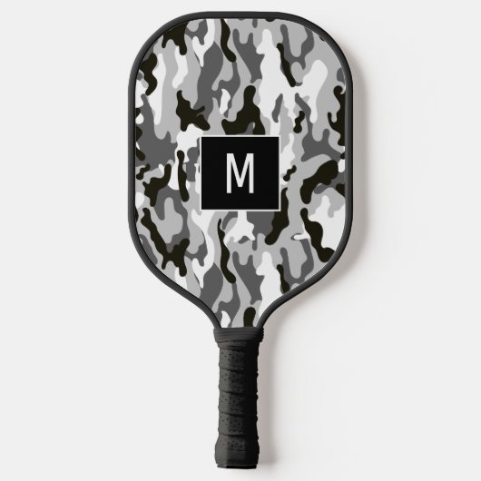 Monogram zwart-wit Camouflage Pattern Pickleball Paddle (Achterkant)
