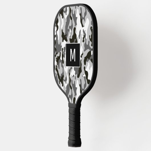 Monogram zwart-wit Camouflage Pattern Pickleball Paddle (Links)