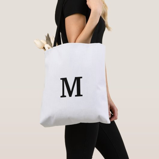 Monogram zwart-wit Canvas tas voor bruidsmeisje (Dichtbij)