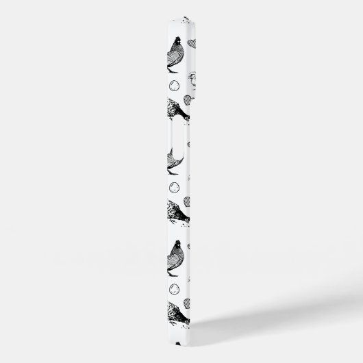 Monogram Zwart-wit Cartoon Kippen Case-Mate iPhone Case (Achterkant / Rechts)