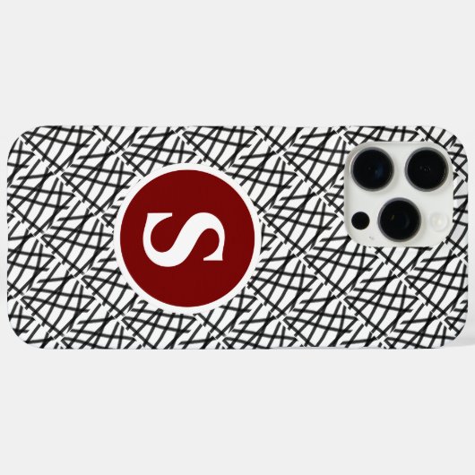 Monogram zwart-wit Case-Mate iPhone case (Achterkant (horizontaal))