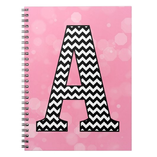 Monogram zwart-wit Chevron "A" Notitieboek (Voorkant)