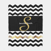 Monogram zwart-wit Chevron-ontwerp Fleece Deken (Voorkant)