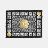 Monogram zwart-wit Chevron Pattern 11 Foto Fleece Deken (Voorkant (Horizontaal))