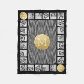 Monogram zwart-wit Chevron Pattern 11 Foto Fleece Deken (Voorkant)
