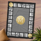 Monogram zwart-wit Chevron Pattern 11 Foto Fleece Deken