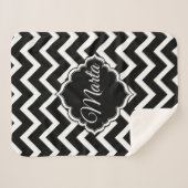 Monogram zwart-wit Chevron Sherpa Deken (Voorkant (horizontaal))