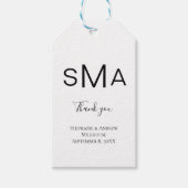 Monogram Zwart Wit Classic Wedding Cadeaulabel (Voorkant)