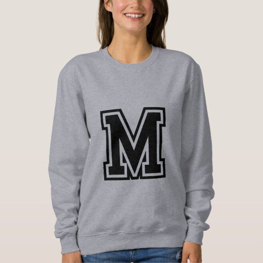 Monogram Zwart Wit College Initiaal M Trui (Voorkant)