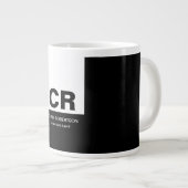 Monogram Zwart Wit Creëer Custom Gift Grote Koffiekop (Voorkant rechts)
