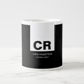 Monogram Zwart Wit Creëer Custom Gift Grote Koffiekop (Voorkant)