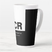 Monogram Zwart Wit Creëer Custom Gift Latte Mok (Rechterhoek)