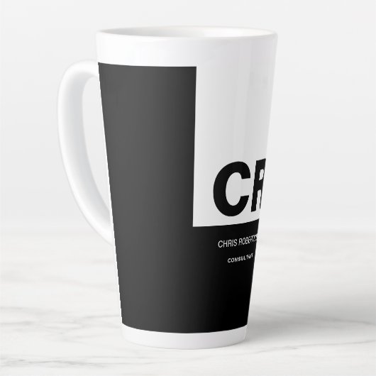 Monogram Zwart Wit Creëer Custom Gift Latte Mok (Linkerhoek)