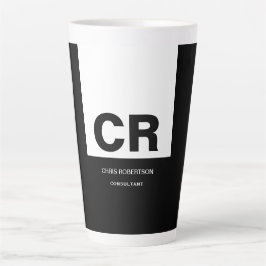 Monogram Zwart Wit Creëer Custom Gift Latte Mok