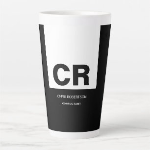 Monogram Zwart Wit Creëer Custom Gift Latte Mok