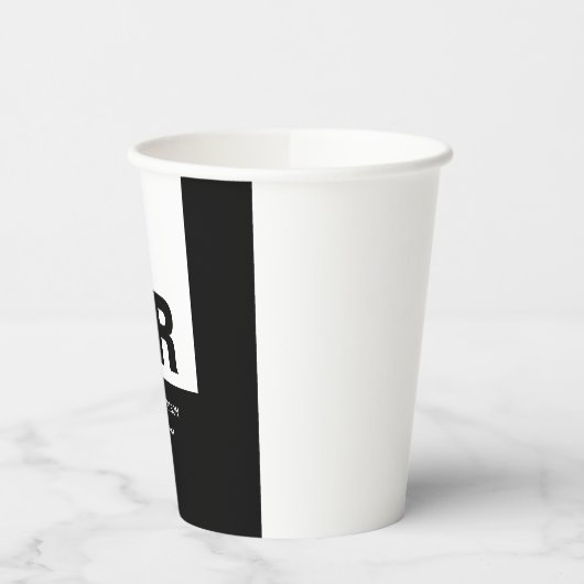 Monogram Zwart Wit Creëer Custom Gift Papieren Bekers (Links)