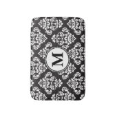 Monogram zwart-wit Damask Pattern Badmat (Voorkant Verticaal)
