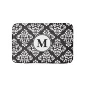 Monogram zwart-wit Damask Pattern Badmat (Voorkant)