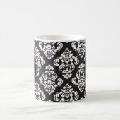 Monogram zwart-wit Damask Print Pattern Koffiemok (Center)