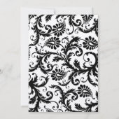 Monogram Zwart & Wit Damaskbruiloft Kaart (Achterkant)