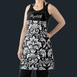 Monogram Zwart Wit Damast Schort<br><div class="desc">Een fraai zwart-wit damaspatroon siert dit bakpatroon met schort. Personaliseer het met uw initiaal monogram. Ontworpen voor u door Blackberry Boulevard.</div>