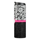 Monogram zwart-wit damast thermosbeker (Geroteerd rechts)