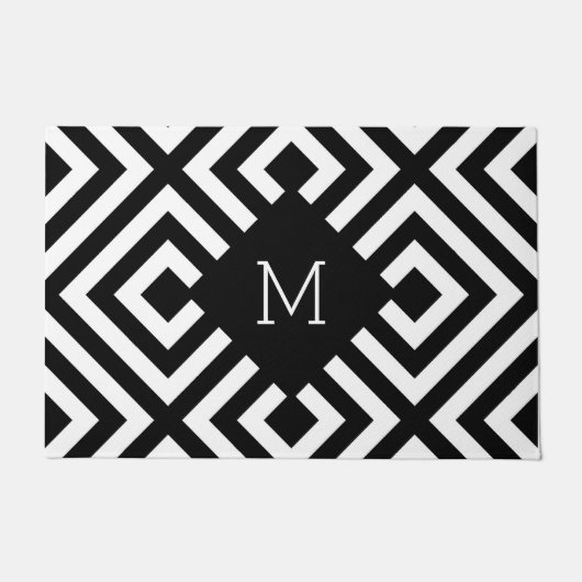 Monogram zwart-wit deurmat (Voorkant)