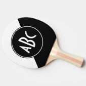 Monogram zwart-wit diagonaal kleurenblok tafeltennisbatje (Zijkant)