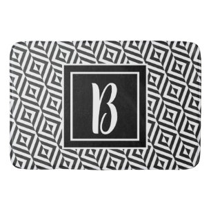 Monogram Zwart & Wit Diamant Patroon Badmat