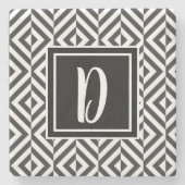 Monogram Zwart & Wit Diamant Patroon Stenen Onderzetter (Voorkant)
