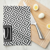 Monogram Zwart & Wit Diamant Patroon Theedoek (Quarter Fold)