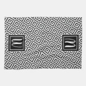 Monogram Zwart & Wit Diamant Patroon Theedoek (Horizontaal)