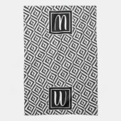 Monogram Zwart & Wit Diamant Patroon Theedoek (Verticaal)