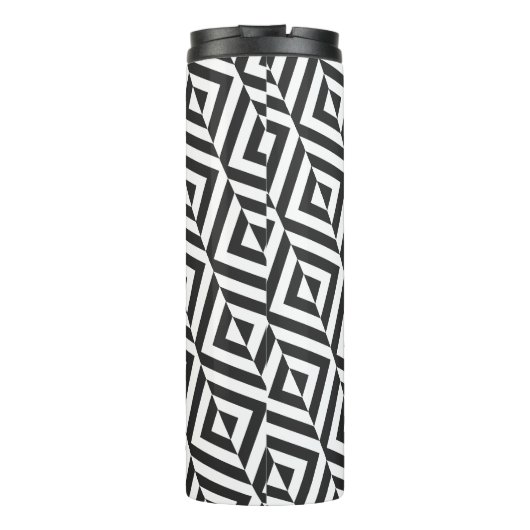 Monogram Zwart & Wit Diamant Patroon Thermosbeker (Achterkant)