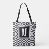 Monogram Zwart & Wit Diamant Patroon Tote Bag (Achterkant)